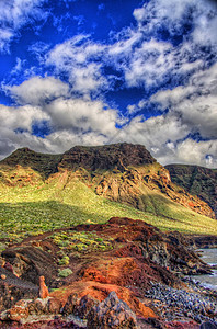 加那利岛Punto Teno灯塔附近Tenerife西北西北海岸全景海岸线热带海浪蓝色海岸岩石阳光石头冲浪图片
