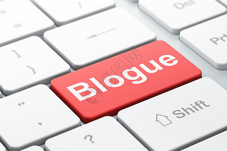 网络发展概念 计算机键盘中Blogue(法语)互联网高清图片素材