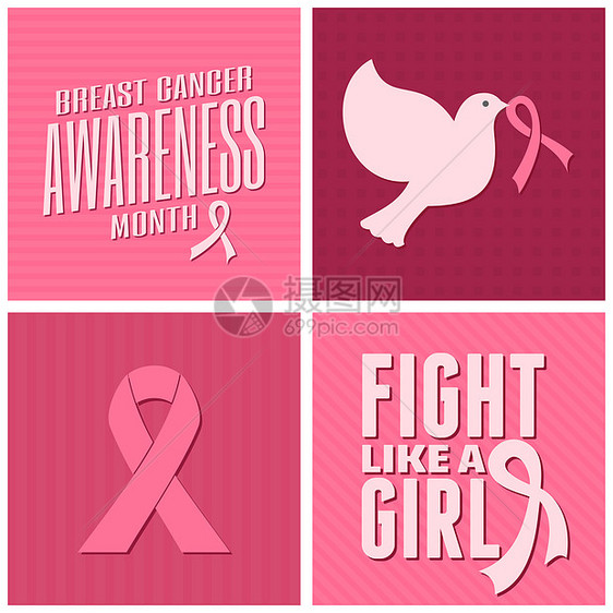 乳腺癌认识卡收集工作乳癌宣传卡演讲鸽子明信片海报癌症幸存者活动女士女性化标签图片