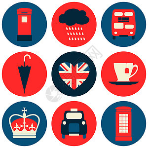 伦敦图标收藏圆圈贴纸明信片旅游卡片文化杯子问候语旅行标签图片