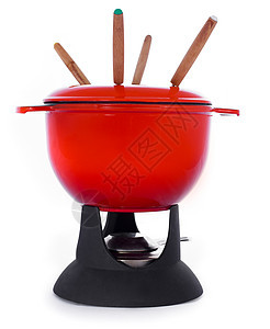 白色背景上孤立的flanche 设置套餐红色火锅背景图片