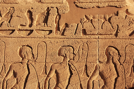 Abu Simbel大殿墙上的古代象形文字国王岩石废墟法老宽慰地标雕刻雕像石棺寺庙图片