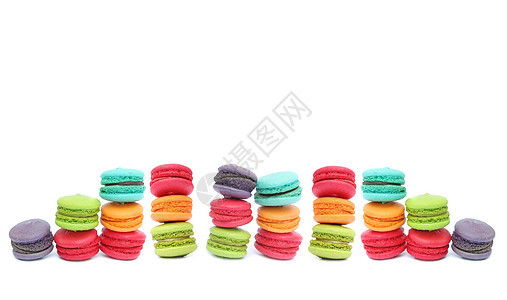 色彩多彩的马卡龙食物甜点小吃美食团体背景图片