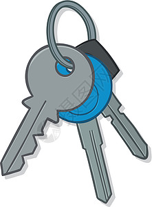 一连串房子钥匙卡通片财产蓝色插图钥匙圈安全房地产标签涂鸦绘画图片