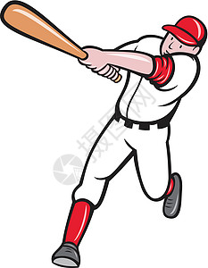 棒球球员击打卡通风格男性插图蝙蝠男人运动艺术品面糊玩家卡通片图片