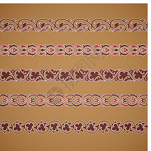 无缝无缝花卉平铺边界漩涡螺旋奢华叶子风格贵族艺术古董脚凳装饰图片