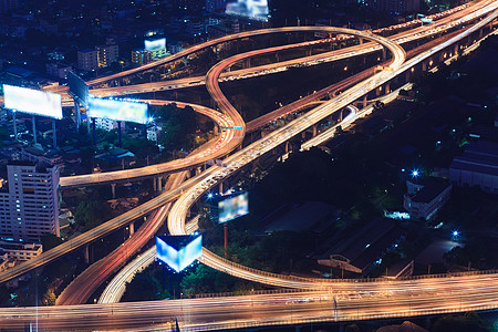 市风夜和交通车照明 曼谷鸟眼观人群摩天大楼景观建筑建筑学大厦天空高密度天际结构图片
