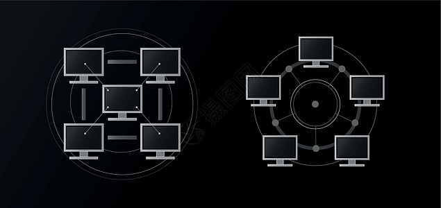 网络电脑灰阶监控荧幕界面工作互联网圆圈圆形技术图片