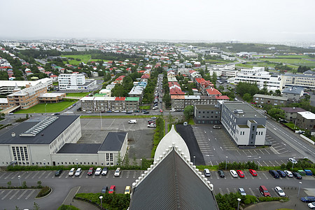 冰岛雷克雅未克市建筑学远景街道海洋首都场景城市蓝色中心天线图片