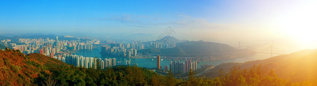 湾市中心九龙香港的全景图片