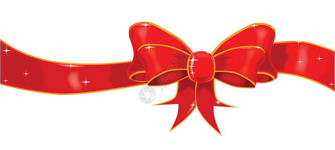丝带和弓丝绸星星贺卡红带红色插图包装金子圣诞礼物标签图片