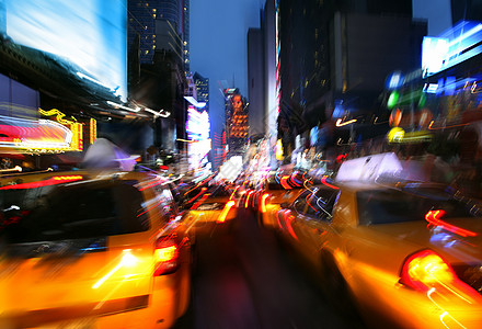 纽约市的照明和夜光照灯运动速度出租车城市夜生活旅行市中心交通图片