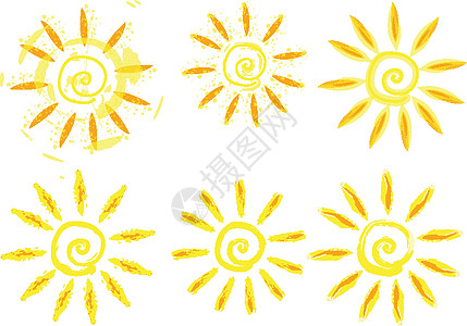 向量拳太阳绘画艺术旅游打印框架漩涡墨水季节草图插图图片