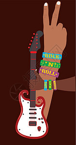 手举吉他矢量艺术玩家音乐夹子插图岩石协议谐振线条艺术家音乐家图片