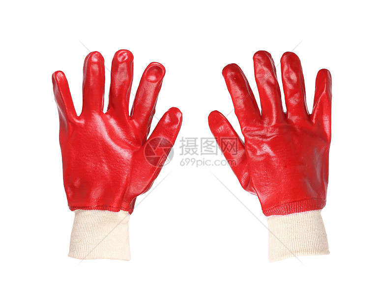 2个橡胶防护红色手套图片