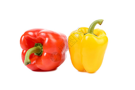 红色和黄黄甜辣椒香料蔬菜阴影水果食物种子黄色胡椒曲线白色图片