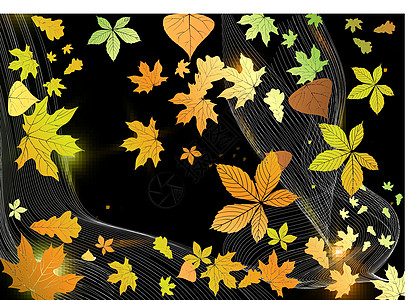 秋季背景摘要金子漩涡橙子卡片季节辉光插图墙纸网站海报图片