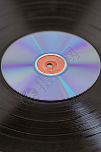 乙烯唱片和CD模拟静物流行音乐数据打碟机专辑技术塑料贮存转盘图片