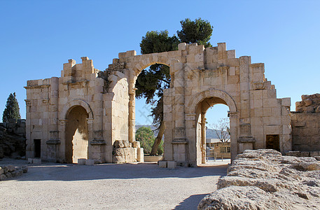 古希腊罗马城市吉拉萨的废墟 古老的杰拉什地标历史旅游艺术旅行历史性石头文明考古学柱子图片
