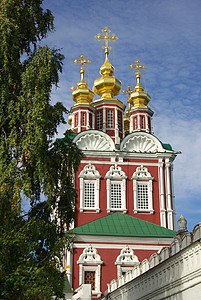 俄罗斯大修道院 诺沃德耶维奇修道院大教堂首都教堂教会地标天炉回廊金子国家历史图片