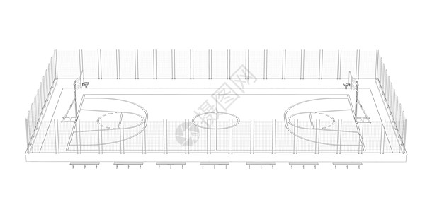 篮球场 电线框架体育场学校篮子游戏蓝图操场木板健身房运动娱乐图片