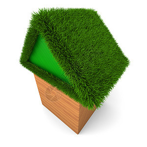 有绿色屋顶的房子积木幼儿园玩具建筑童年木头生态教育立方体图片