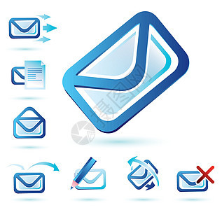email 图标集 孤立的灰色矢量符号盒子邮戳邮件通讯邮政信封插图网站互联网邮票图片