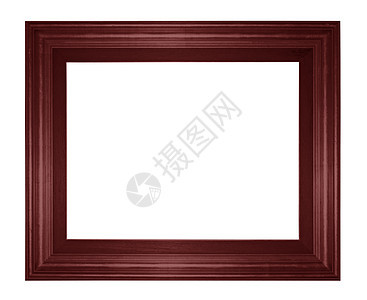 白色背景上孤立的经典木木板框架礼物工艺木头相框古董照片装饰品绘画边缘边界图片