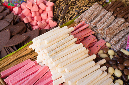 各种糖果销售食物展示画幅零售甘草水平巧克力摊位店铺图片