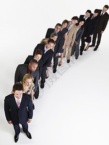 商业界人士的倾斜线多样性种族影棚大群人女性倾斜团体同事曲线拉伸图片