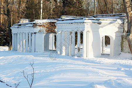 古废墟建筑学古董蓝色环境旅行天气框架气候季节降雪图片