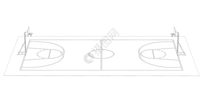 篮球场 电线框架插图圆圈竞技场技术蓝图篮子学校建筑操场沥青图片