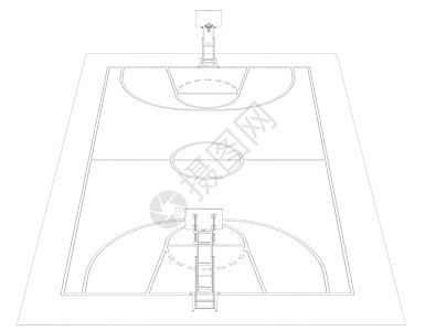 篮球场 电线框架插图娱乐木板竞技场运动沥青蓝图团队比赛法庭图片