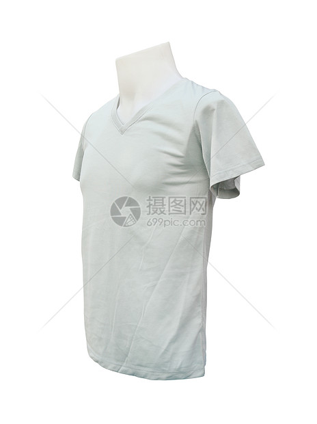 白色背景的模特品上的男性T恤衫模板纺织品灰色男装球座空白小路人体摄影棉布模型图片