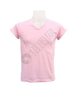 白色背景的模特品上的男性T恤衫模板粉色空白纺织品棉布服装男装小路球座摄影模型图片