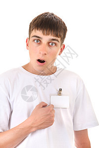 带空徽章的青少年学生钥匙手指身份工作标签工人卡片男人职业图片
