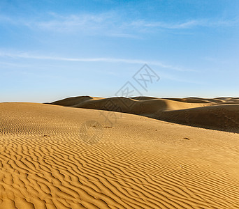 印度拉贾斯坦邦Thar沙漠的Dunes旅行日落土地沙丘沙漠观光风景日光旅游天空图片