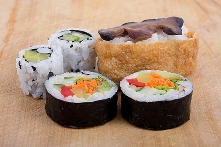 素食寿司蔬菜藻类食用菌食物美食图片