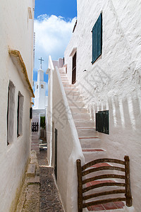 白人村庄Sant Lluis的比尼贝奎尔村晴天假期旅游海岸住宅房子城市石头粉饰村庄图片