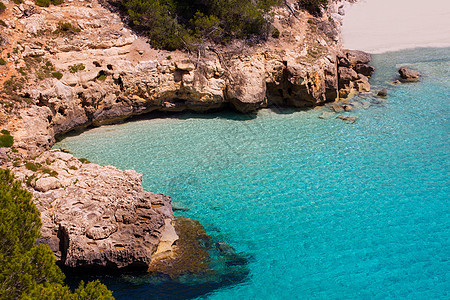 Balearics市的卡拉 米蒂雅内塔海洋旅行天空石头海岸线支撑蓝色假期岩石海景图片