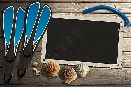 的相片框架假期打印运动装海滩蓝色回忆相框游泳贝壳海上生活图片