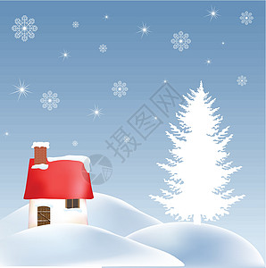 圣诞村精神插图灯笼问候语雪人喜悦高清图片
