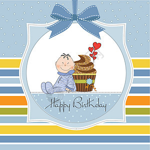 生日贺卡 纸杯蛋糕和小宝宝糖果风格装饰蛋糕庆典甜点食物巧克力乐趣奶油图片