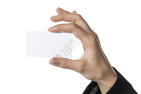 手持名牌问候语女性商务工作人士拇指卡片展示笔记白色图片