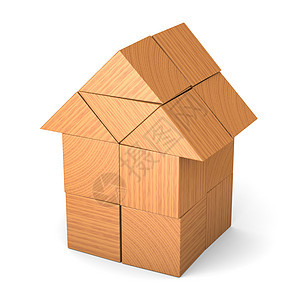 由立方体制成的玩具房屋建筑教育木头房子童年积木幼儿园图片