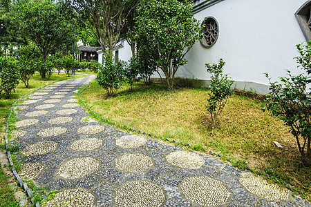 中国花园的泥石小路走道人行道石径石头园林建筑岩石庭院花园公园图片