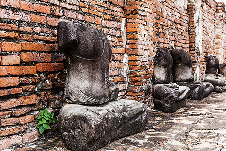 泰国Ayuttaya的Buddha断裂冥想历史宗教信仰公园国家建筑学历史性佛教徒佛塔图片