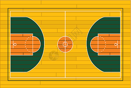 篮球场地面Wooden篮球场 矢量插图插画