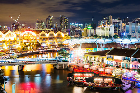 新加坡之夜企业码头城市天际大楼办公室金融天空风景地标图片
