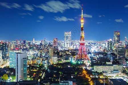 晚上东京市天际建筑学景观场景地标夜景城市建筑鸟瞰图图片